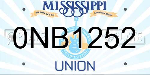 0NB1252 Mississippi License Plate