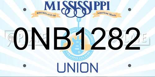 0NB1282 Mississippi License Plate