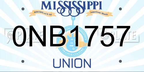 0NB1757 Mississippi License Plate