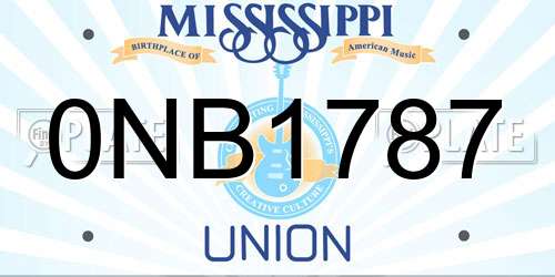 0NB1787 Mississippi License Plate