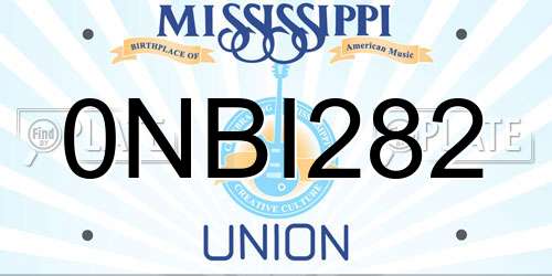 0NBI282 Mississippi License Plate