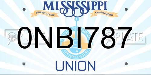 0NBI787 Mississippi License Plate
