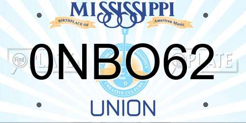 0NBO62 Mississippi License Plate