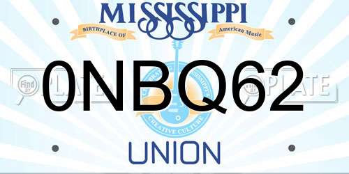 0NBQ62 Mississippi License Plate