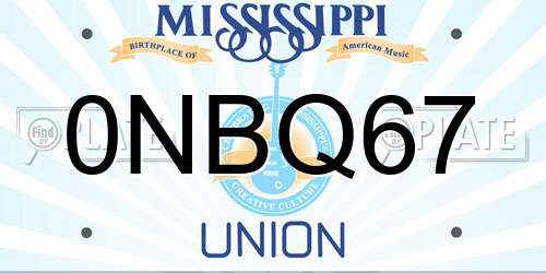 0NBQ67 Mississippi License Plate