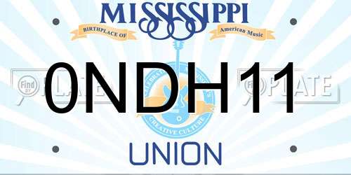 0NDH11 Mississippi License Plate
