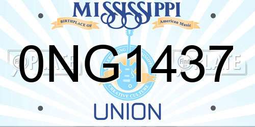 0NG1437 Mississippi License Plate