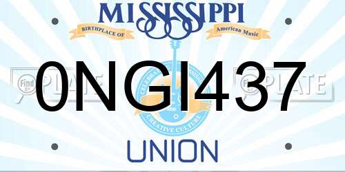 0NGI437 Mississippi License Plate