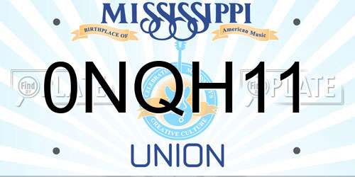 0NQH11 Mississippi License Plate