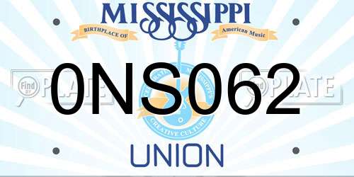 0NS062 Mississippi License Plate