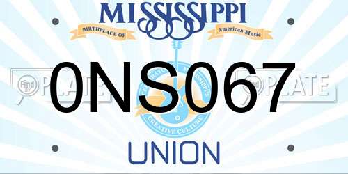 0NS067 Mississippi License Plate