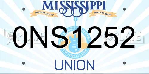 0NS1252 Mississippi License Plate