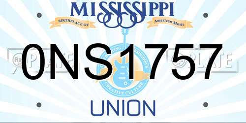 0NS1757 Mississippi License Plate