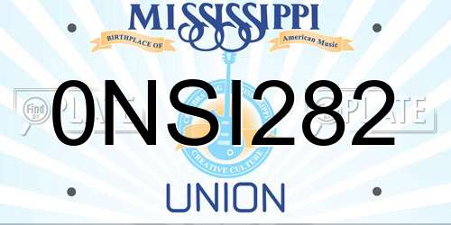 0NSI282 Mississippi License Plate