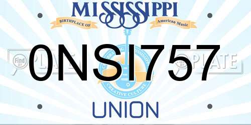 0NSI757 Mississippi License Plate