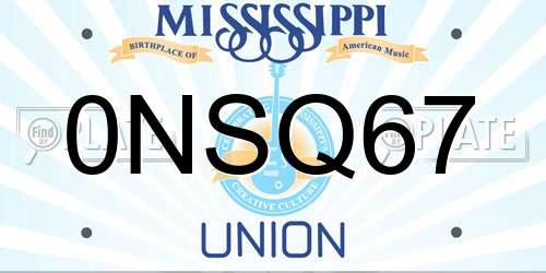 0NSQ67 Mississippi License Plate