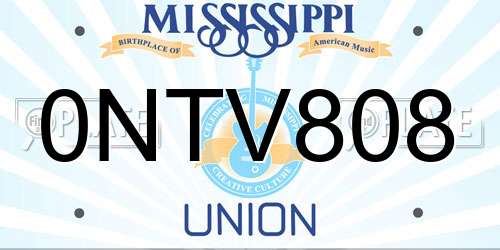 0NTV808 Mississippi License Plate