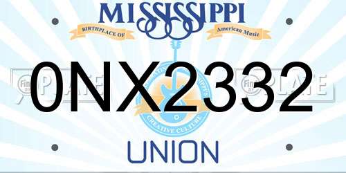 0NX2332 Mississippi License Plate