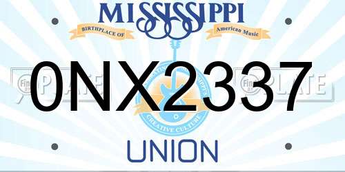 0NX2337 Mississippi License Plate