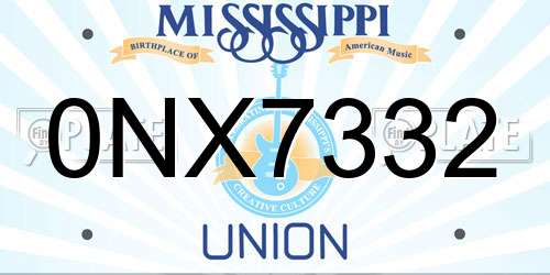 0NX7332 Mississippi License Plate