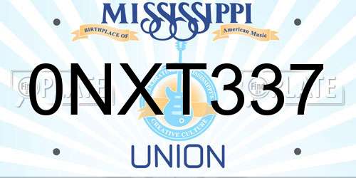 0NXT337 Mississippi License Plate
