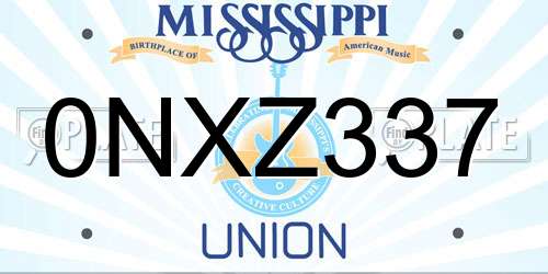 0NXZ337 Mississippi License Plate