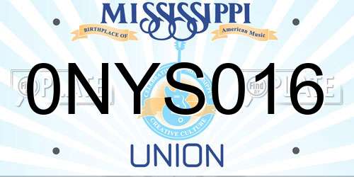 0NYS016 Mississippi License Plate