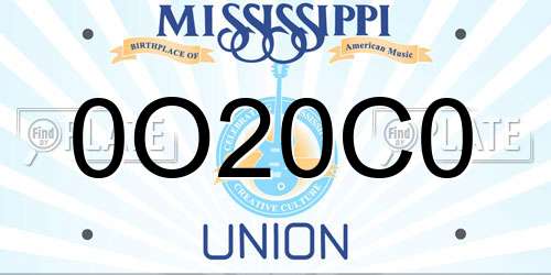 0O20C0 Mississippi License Plate