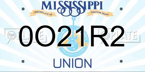 0O21R2 Mississippi License Plate