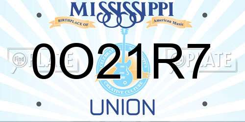 0O21R7 Mississippi License Plate