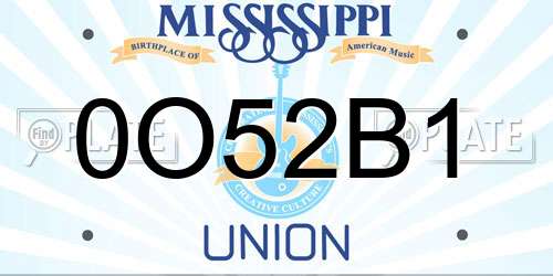 0O52B1 Mississippi License Plate