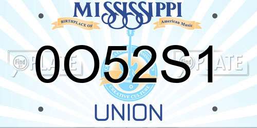 0O52S1 Mississippi License Plate
