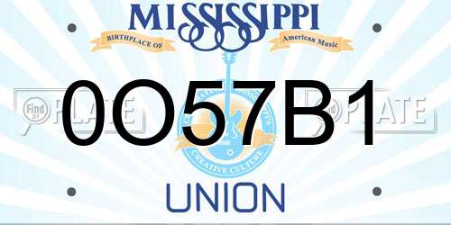 0O57B1 Mississippi License Plate