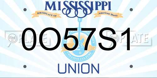 0O57S1 Mississippi License Plate