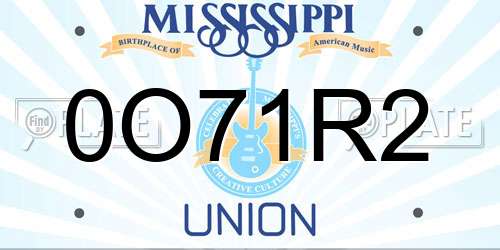 0O71R2 Mississippi License Plate