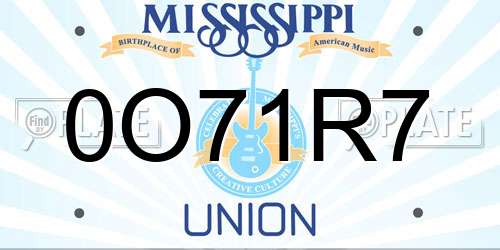 0O71R7 Mississippi License Plate