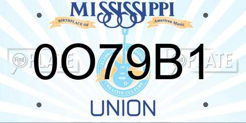 0O79B1 Mississippi License Plate