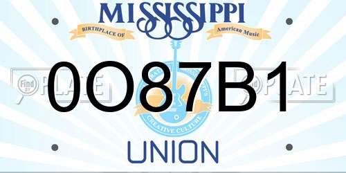 0O87B1 Mississippi License Plate