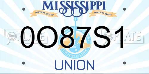 0O87S1 Mississippi License Plate