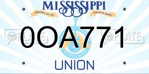 0OA771 Mississippi License Plate