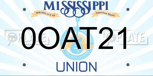 0OAT21 Mississippi License Plate