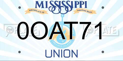 0OAT71 Mississippi License Plate