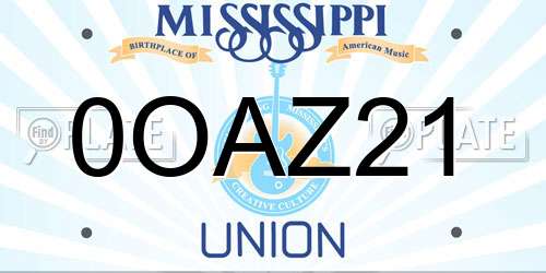 0OAZ21 Mississippi License Plate