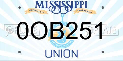 0OB251 Mississippi License Plate