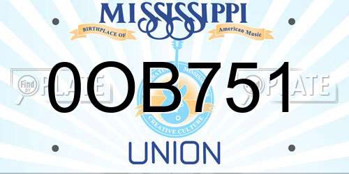 0OB751 Mississippi License Plate