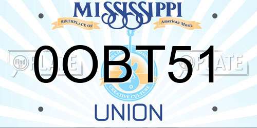 0OBT51 Mississippi License Plate
