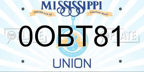 0OBT81 Mississippi License Plate