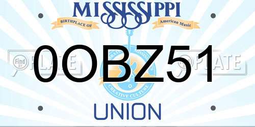 0OBZ51 Mississippi License Plate
