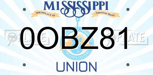 0OBZ81 Mississippi License Plate