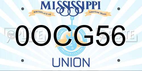 0OCG56 Mississippi License Plate